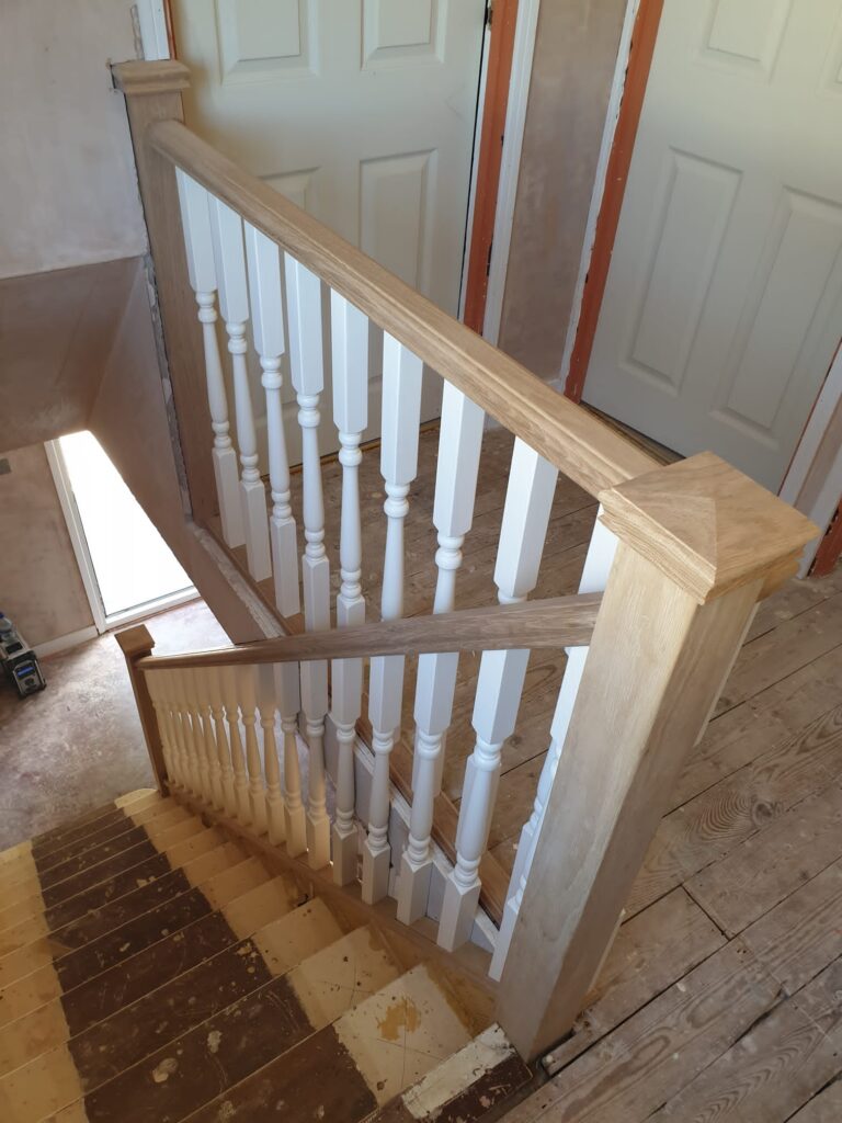 Wooden stairs and bannisters